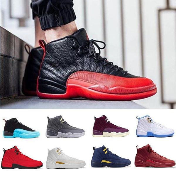 

with box men women designer basketball shoes 12 12s taxi white flu game gamma blue playoffs french blue red retro j12 sneakers