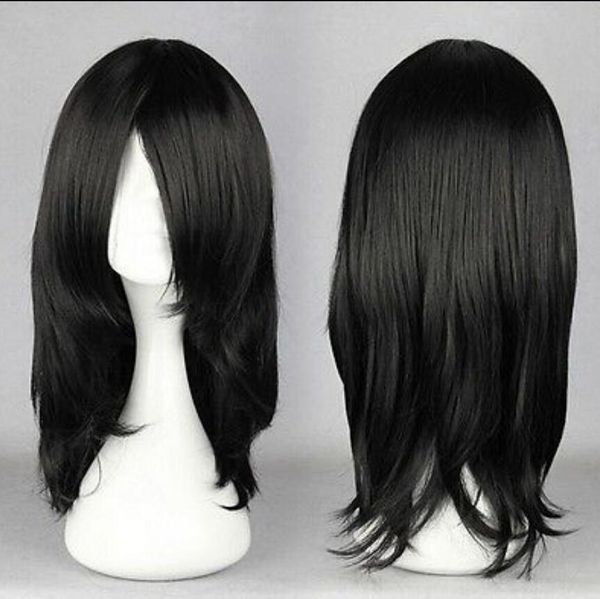 

wig hair 55cm medium black anime cosplay costume wig, Black;brown