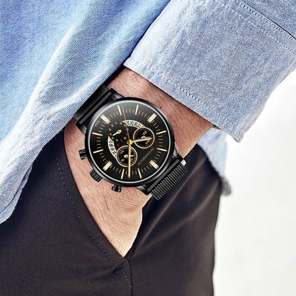 

fashion men watch simple stainless steel business wristband mesh belt wild men's quartz watches bracelets waterproof wristwatch, Slivery;brown