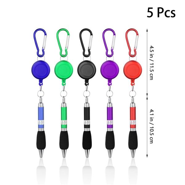 

5pcs keychain reel pen with carabiner hanging ornament pendant for decoration, Silver