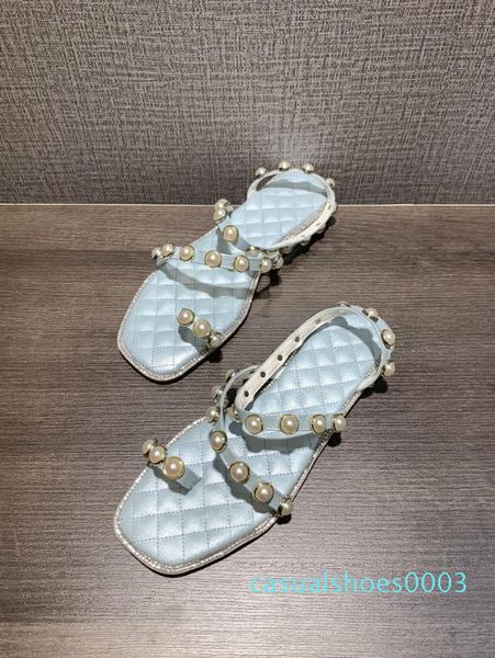 

fashion new style comfortable simple womens shoes pearls students toe clip womens shoes flat sole beach c03, Black