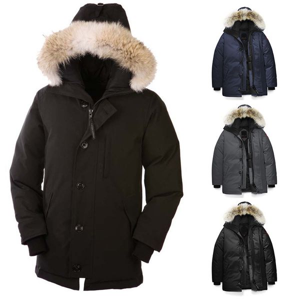 

winter new style 2020 canada men goose chateau parka down jacket 90% white goose fabric outdoor coat regular hooded warm doudoune dhl free, Black