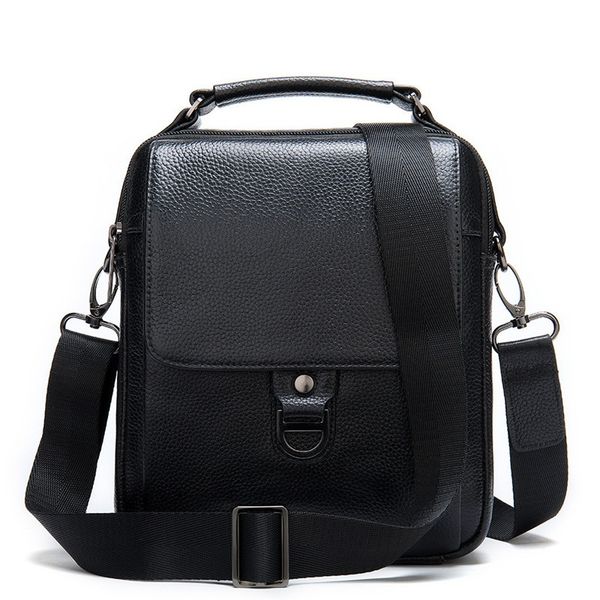 

business men's bag genuine leather shoulder bag messenger flap ipad men style solid male business travel handbag new