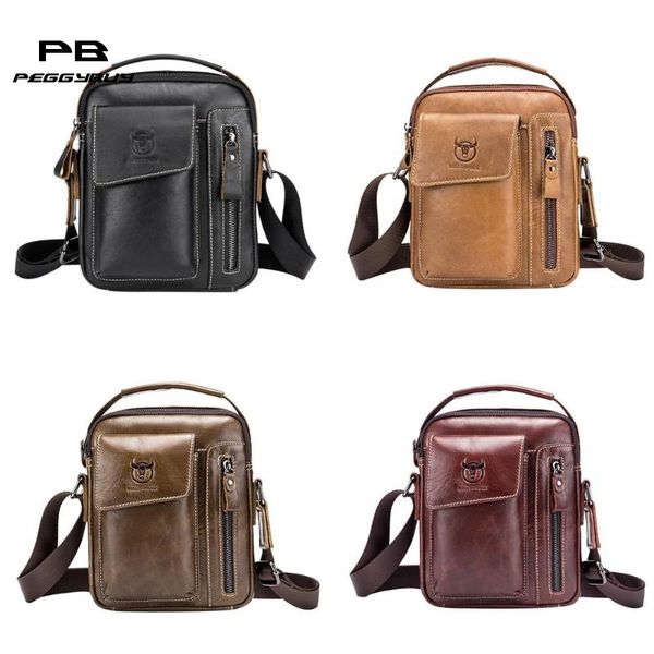 

bullcaptain casual men leather sling messenger bag shoulder crossbody bags