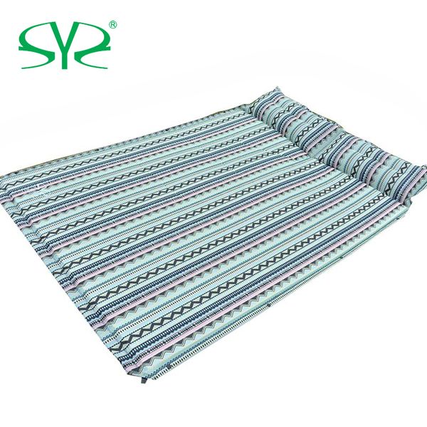 

double automatic inflating mat splice sponge camping mat with pillow portable beach self-inflating moistureproof mattress