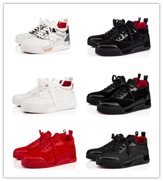 

casual designer shoes red bottom men sneakers aurelien flat lovers genuine leather high casual flats luxury shoes1120, Black