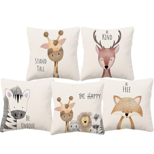 

baby animal giraffe zebra deer hedgehog cushion covers cartoon happy brave animals pillow case bedroom sofa decoration