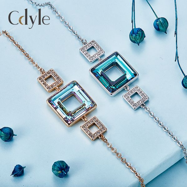 

fashion-- accessories geometric crystal bracelet european and american exaggerated square rose gold bracelet, Golden;silver