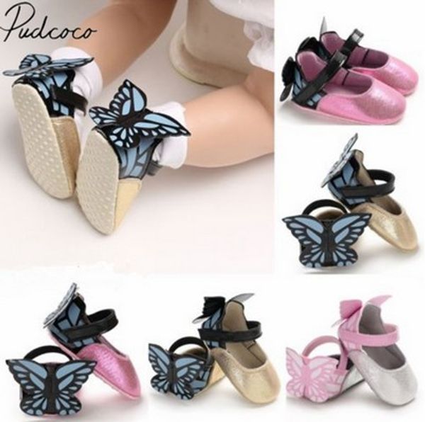

2020 brand new newborn infant kid baby girl butterfly shoes cute princess shoes with wings fashion first walkers 0-18m, Black