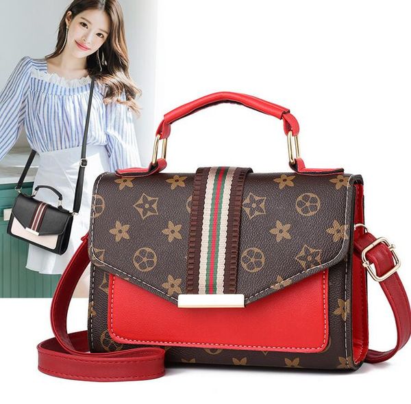 

2019 est ladies print small square bag simple pu single shoulder messenger bag fashion commuter collision color coin bag ing