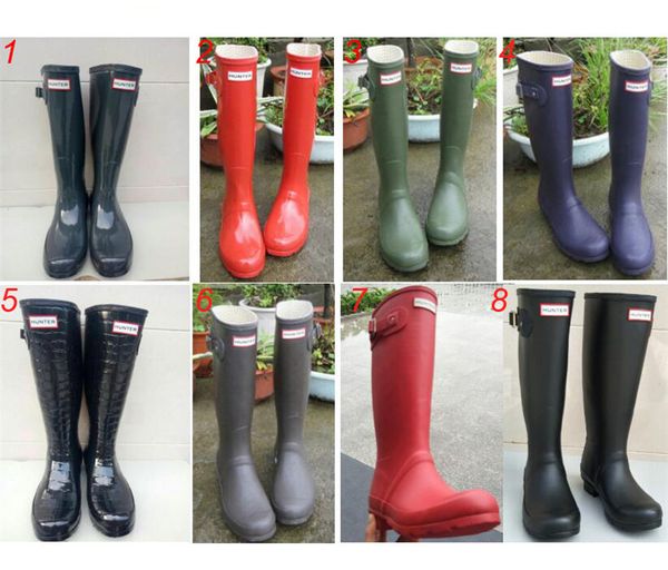 

Fa hion women rainboot knee high tall rain boot famou brand waterproof rubber water hoe england tyle ladie rain hoe 8 color