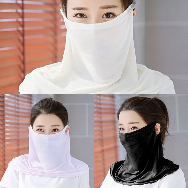 

vrdmc breathable ice silk cool hiking cycling face mask scarf headwear anti-sweat summer neck ear loops sunshade gaiters scarf, Black