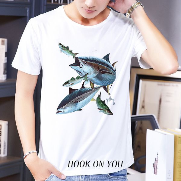 

tshirt мужчины смешной mens fishinger t-shirt 3d sea тунец printed t shirt для мужчин fisherman шутка tshirt повседневный him мода, White;black