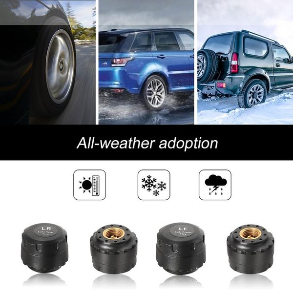 

new touch solar wireless tire pressure monitoring system tpms with 4 external sensors audio alarm measuring pressure/temperature