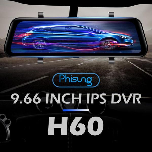 

phisung new h60 fhd 1080p car dvr camera 9.66 inch ips screen rearview mirror dashcam g-sensor motion detection video recorder