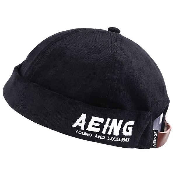 

men women skullcap hat cap casual docker sailor mechanic fashion letter brimless solid color gorro invierno mujer spring cap