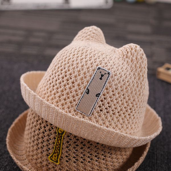 

baby hat summer thin straw sun hat mesh fashion cute, Yellow