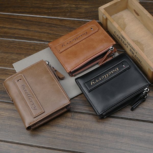 

the trend of the new men's short wallet zipper multi-purpose wallet large capacity multi-card bit, Red;black
