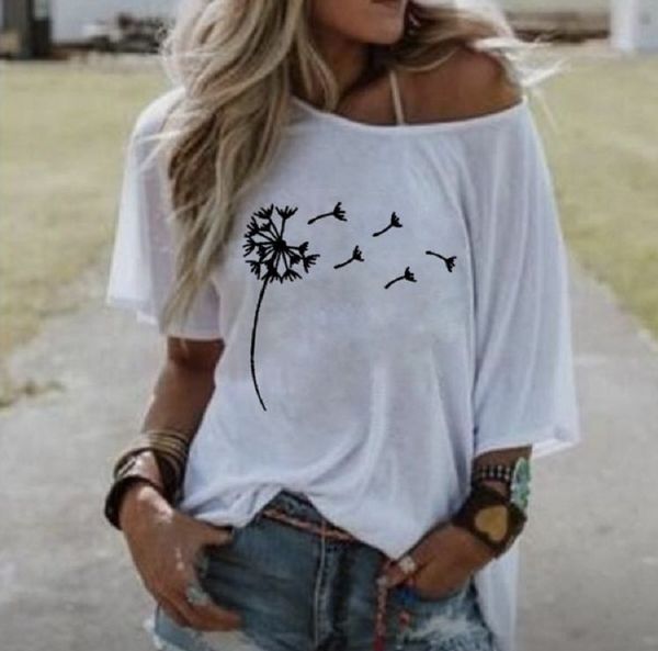 

2020 round collar dandelion printed short sleeve 1921 2020 round collar dandelion t-shirt printed short sleeve t-shirt 1921, White