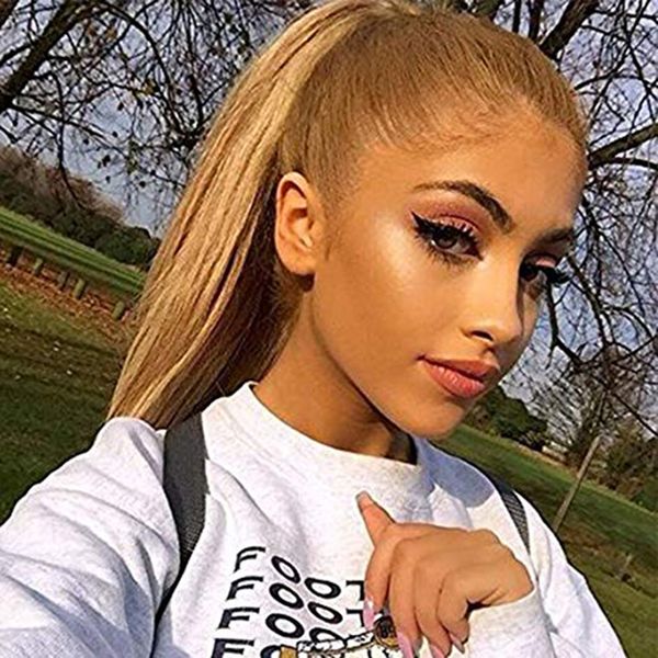 

#27 brazilian full lace human hair wigs for women remy hair honey blonde straight lace front wig pre plucked hairline, Black