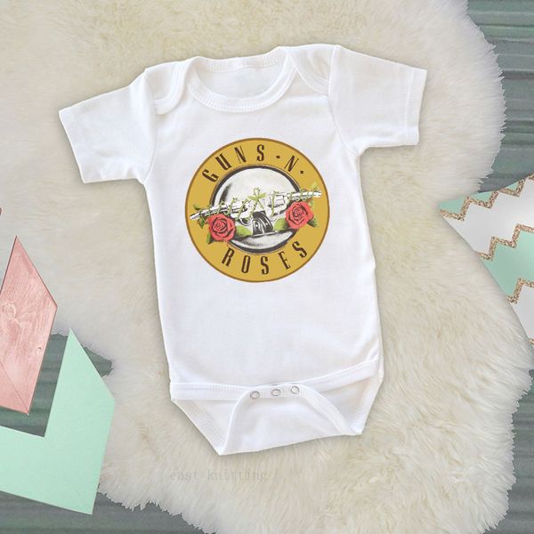 

новый стиль ребёнки мальчиков rompers с коротким рукавом guns n roses новорожденные детская одежда версия для печати комбинезон белый горячи, White