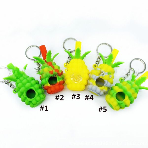 

Ананас кремний труба с Quatz Bowl Ручной портативной мини сигарет труб нефтяных вышек Key Chain Water Dabber Dab Kit