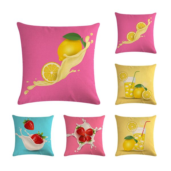 

фрукты pattern подушка обложка мультфильм лимон клубника home decor декоративные подушки обложка бросьте наволочки для подарка zy658