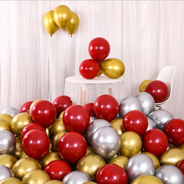 20PCS Rot Silber Gold Metallic Latex Ballons Pearly Metall Ballon Gold Farben Globos Hochzeit Geburtstag Party Supplies Balloon266M