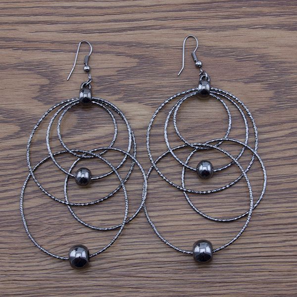 

1 pair lady gold/silver/black long earrings drop dangle earrings jewelry brincos round big earring for women pendientes