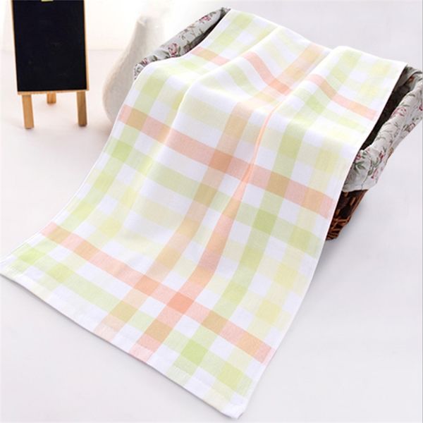 

cotton double gauze towel absorbent breathable color plaid wash face towel 34*74cm factory wholesale