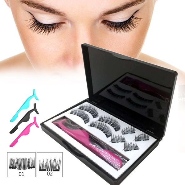 

8pcs/set 3d magnetic eyelashes with 3 magnets magnetic handwork natural false eyelashes clip magnetique new fashion for girlbtz1