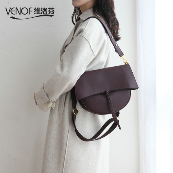 

venof luxury women split leather messenger bag female roomy saddle bags elegant ladies shoulder bag crossbody bag for women 2018 mx190725