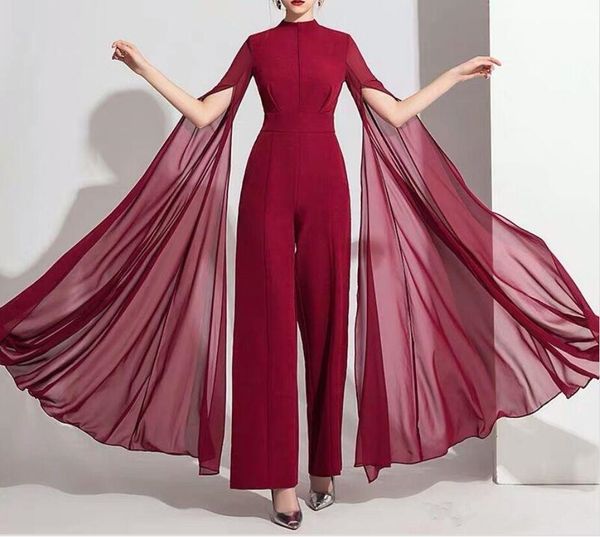 

2019 new women jumpsuit with long sleeves evening dresses high neck elegant prom evening dress party zuhair murad dress vestidos festa, Black;red