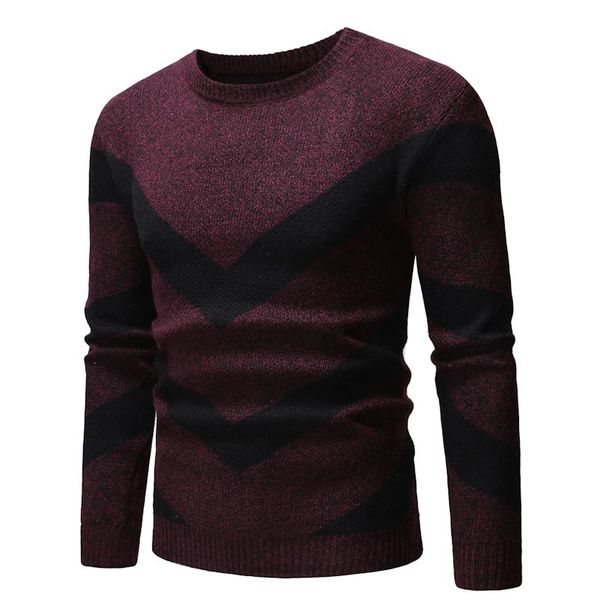 

sweater men winter fashion contrast color geometric pattern circular neck casual sweater, White;black