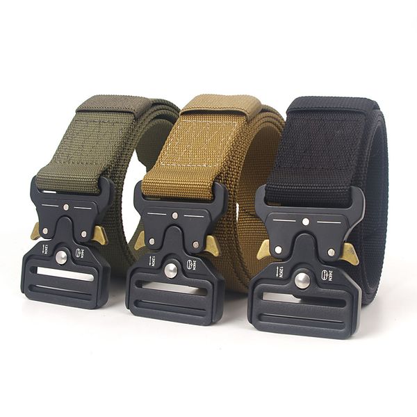 

125-140cm long tactical canvas outdoor nylon belt big size cobra style belt buckle multifunctional ceintures, Black;brown