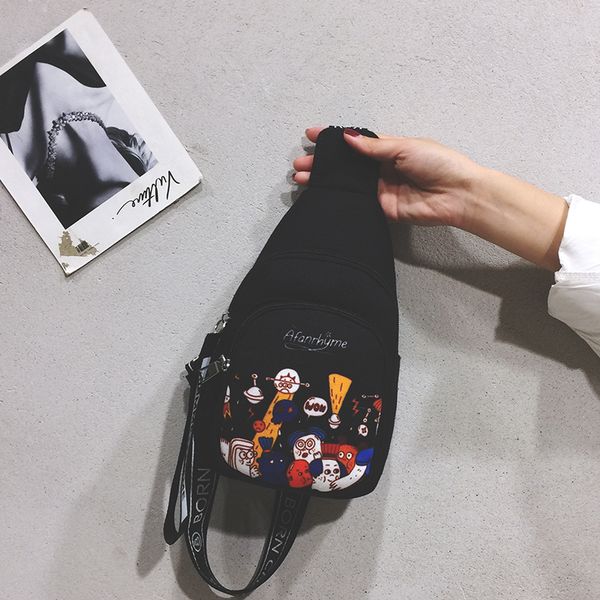 

abay 2020 summer canvas women's bag fashion casual chest bag multifunctional shoulder cartoon girl crossed bags