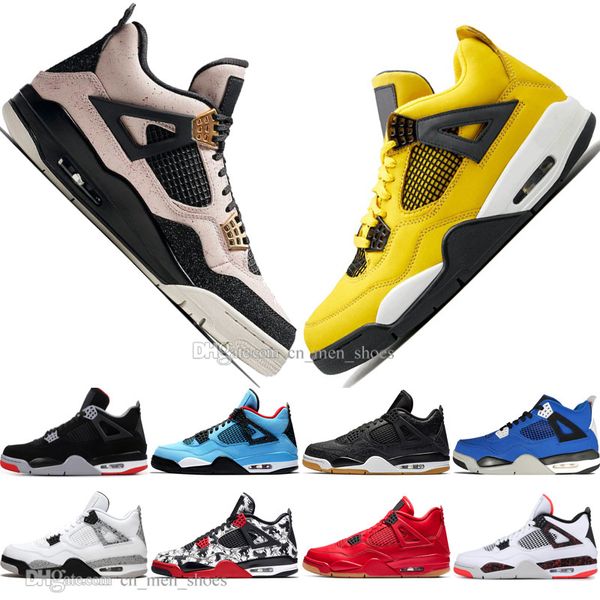 

fashion bred 4 4s what the cactus jack laser wings mens basketball shoes denim blue pale citron men sport designer sneakers us 5.5-13