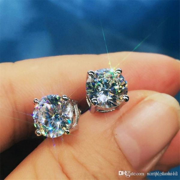 

Vecalon Handmade 4 claws earring 3ct Dianond 925 Sterling silver Engagement wedding Stud Earrings for women men