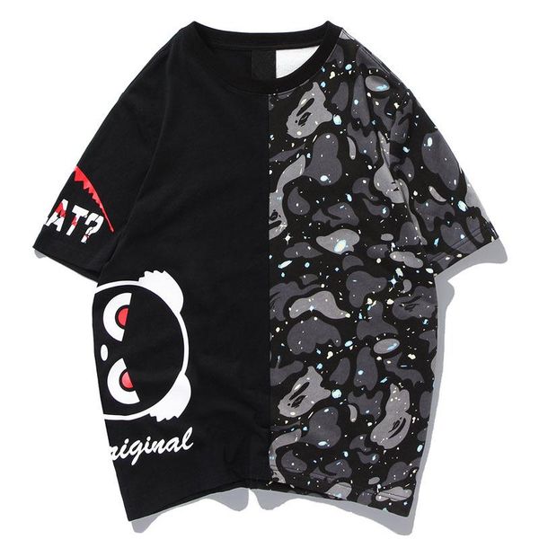 

2020 summer fashion hip hop t shirt cotton short sleeve man camouflage splice t-shirts tees t200420, White;black