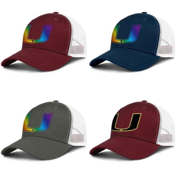 

miami hurricanes football gay pride rainbow logo adjustable trucker cap ball designer cute fashion baseball hat golden core smoke, Blue;gray