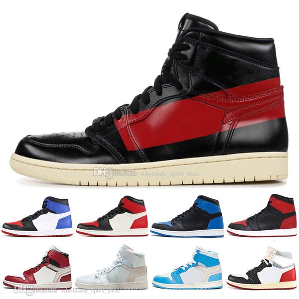 

2019 new 1s couture 3 mens basketball shoes chicago banned bred toe royal blue fragment shattered backboard 1 men sports sneakers, White;red