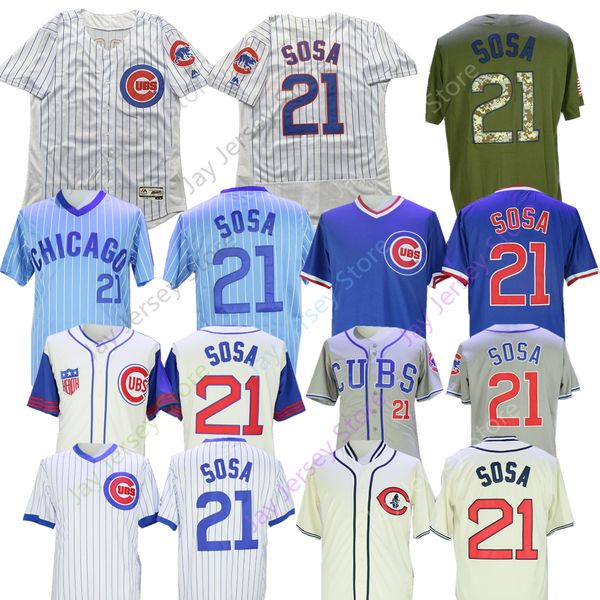 

Sammy Sosa Jersey Chicago Home Away Cubs Baseball Cubs Jerseys Cream Pinstripe Blue White Grey Men size M-3XL