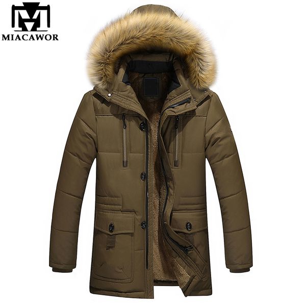 

new winter jacket warm men parka thick hooded fur collar winter coat windbreak overcoat male clothes plus size 5xl j495, Black