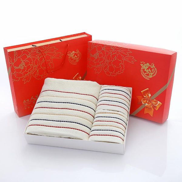 

plain towel three-piece cotton thick absorbent towel
