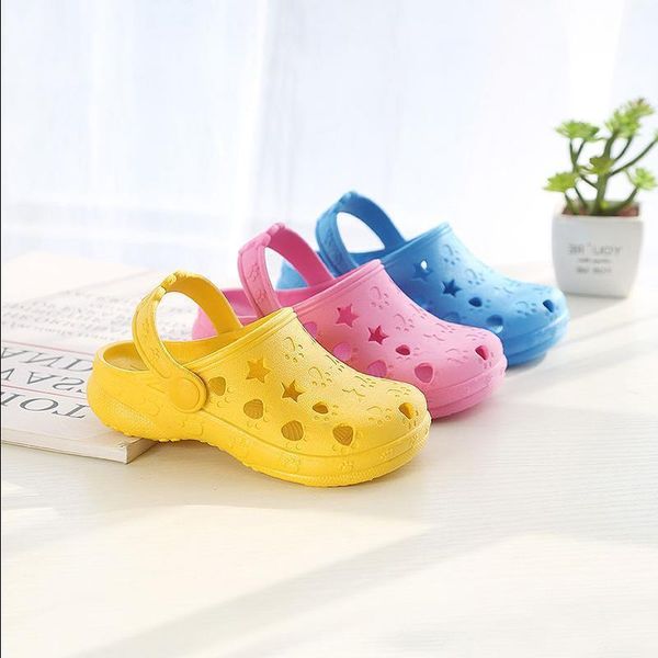 

0-7 years kids mules & clogs summer baby boys girls croc sandals flat heels solid cartoon slippers children's garden shoes y17 y200615, Black;red