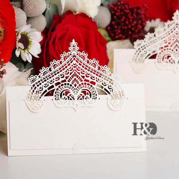 

h&d 120pc/lot crown party table name place cards casamento souvenirs wedding invitations decor queen princess party cost price
