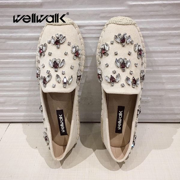 

2020 slip on loafers women espadrilles suede shoes rhinestone appliques female spring moccasins ladies fisherman shoe woman, Black