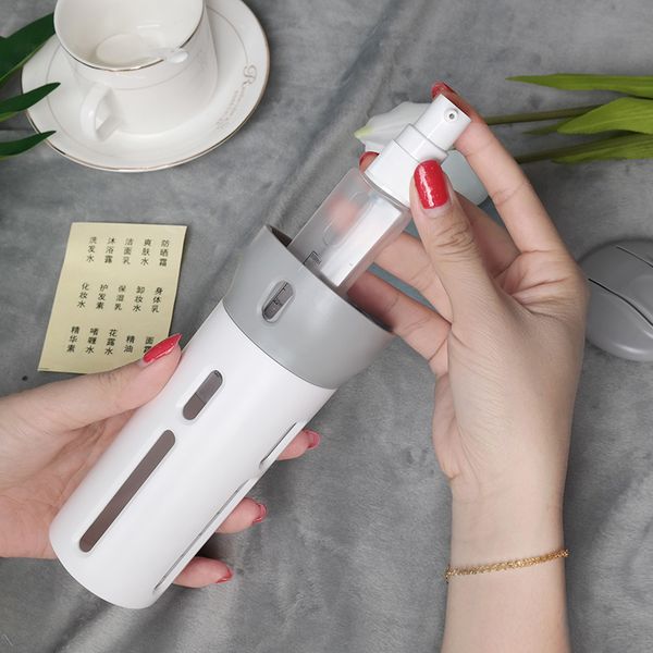 

travel shampoo lotion dispenser shower gel soap bottle accessories 4 in 1 empty sub-bottle press container refillable pump