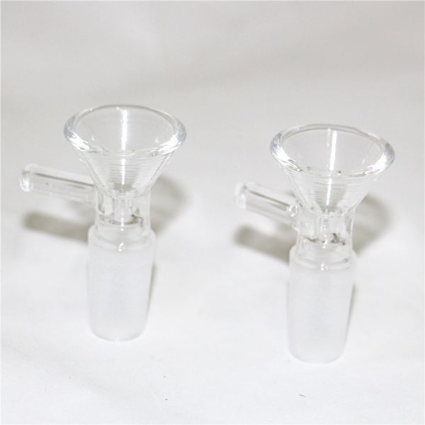 Wasserpfeifen 14-mm-Glasköpfe mit dickem Pyrex-Klarglaskopf, Blattgriff, Bongköpfe für Bongs, die Wasserpfeifen rauchen