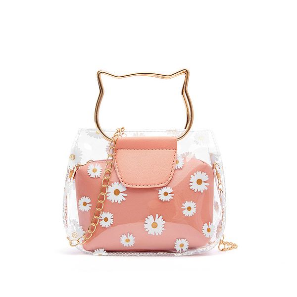 

chrysanthemum women bag 2020 new clear bag fresh mini transparent shoulder bags small ladies messenger cute girls handbags